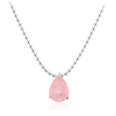 Pinkfarbener Pastell-Quarz-Silberhalskette
