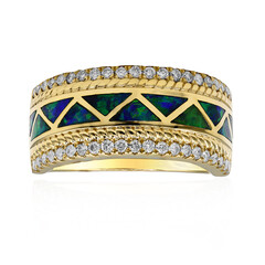 Lightning Ridge-Schwarzer Opal-Goldring (CIRARI)