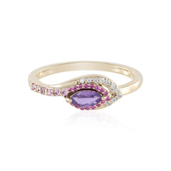 Nicht erhitzter Purpurfarbener Ceylon-Saphir-Goldring