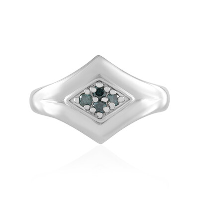 Blauer I2 Brillant-Silberring