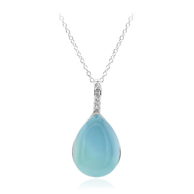 Aqua-Chalzedon-Silberhalskette