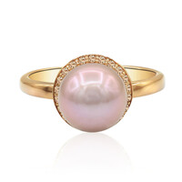 Pinkfarbene Ming-Perlen-Goldring (TPC)