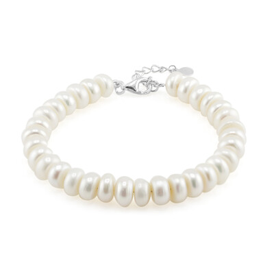 Weiße Süßwasserzuchtperlen-Silberarmband (TPC)
