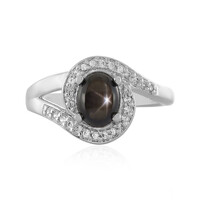 Schwarzer Stern-Saphir-Silberring