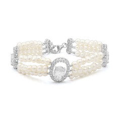 Weißer Topas-Silberarmband