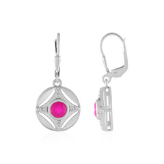 Pinkfarbener Chalzedon-Silberohrringe