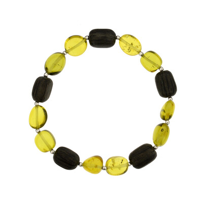 Grüner Kolumbianischer Bernstein-Silberarmband mit Mooreiche (dagen)
