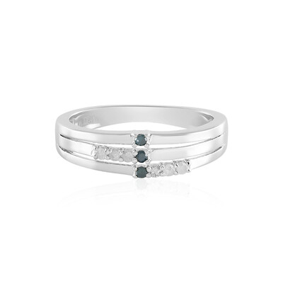 Blauer I3 Diamant-Silberring
