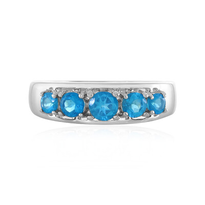 Neonblauer Apatit-Silberring