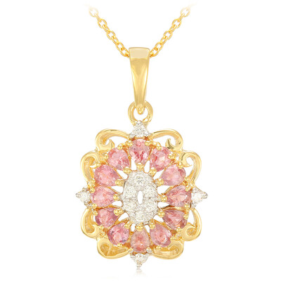 Nicht erhitzter Padparadscha-Saphir-Goldhalskette (AMAYANI)