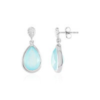 Aqua-Chalzedon-Silberohrringe