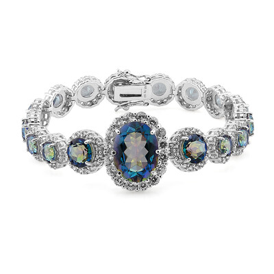Blauer Mystik-Quarz-Silberarmband
