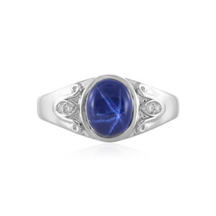 Blauer Stern-Saphir-Silberring