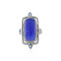 Blauer Chalzedon-Silberring