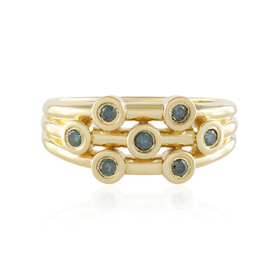 Blauer I2 Brillant-Silberring