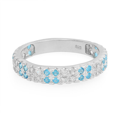 Neonblauer Apatit-Silberring