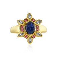 Blauer Stern-Saphir-Silberring