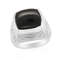Schwarzer Achat-Herren-Silberring