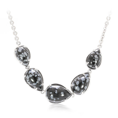 Schneeflocken-Obsidian-Silbercollier