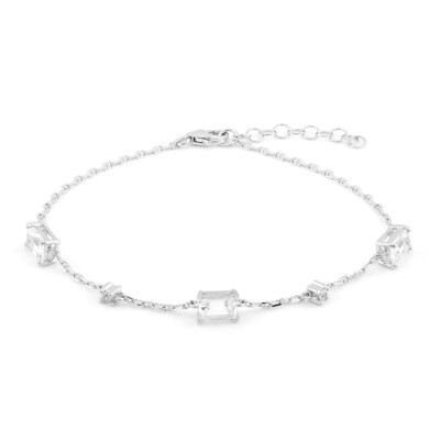 Weißer Topas-Silberarmband