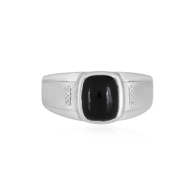 Schwarzer Onyx-Herren-Silberring