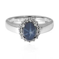 Blauer Stern-Saphir-Silberring