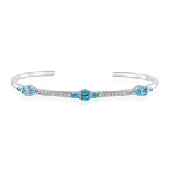 Neonblauer Apatit-Silberarmreif