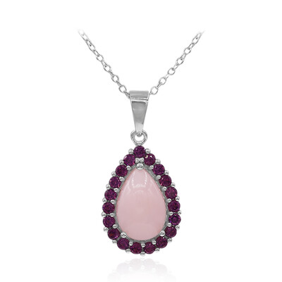 Pinkfarbener Opal-Silberhalskette