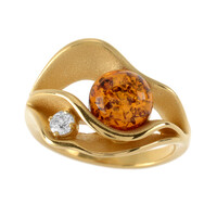 Baltischer Cognac-Bernstein-Silberring