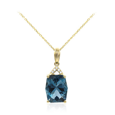 Londonblauer Topas-Goldhalskette
