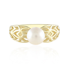 Weiße Süßwasserzuchtperlen-Goldring (Ornaments by de Melo)
