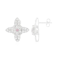 Pinkfarbener Ceylon-Saphir-Silberohrringe