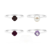 4teiliger Set - Edelstein-Silberringe