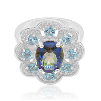 Blauer Mystik-Quarz-Silberring
