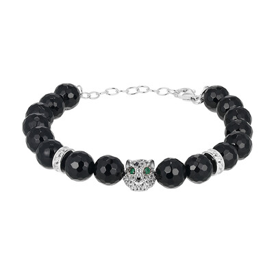 Schwarzer Achat-Silberarmband (Adela Silber)
