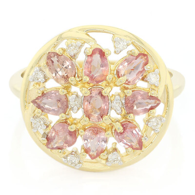 Nicht erhitzter Padparadscha-Saphir-Goldring (AMAYANI)