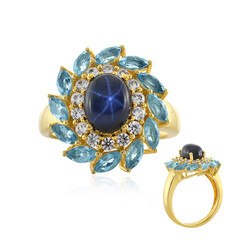 Blauer Stern-Saphir-Silberring