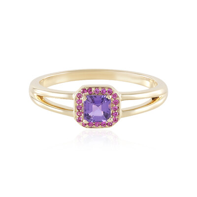 Nicht erhitzter Purpurfarbener Ceylon-Saphir-Goldring