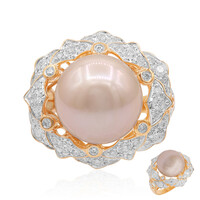 Pfirsichfarbene Ming-Perlen-Goldring (TPC)