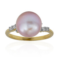 Pinkfarbene Ming-Perlen-Goldring (TPC)