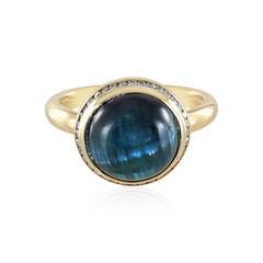 Indigolith-Katzenauge-Goldring (AMAYANI)