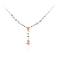 Pfirsichfarbener Pastell-Quarz-Silbercollier
