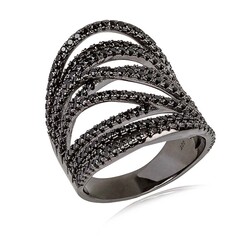 Schwarzer Spinell-Silberring