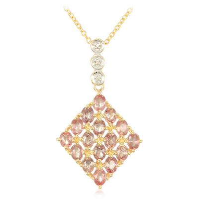 Nicht erhitzter Padparadscha-Saphir-Goldhalskette (AMAYANI)