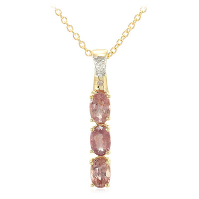 Nicht erhitzter Padparadscha-Saphir-Goldhalskette (AMAYANI)