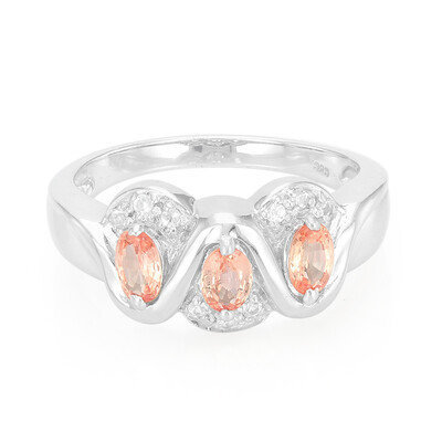 Oranger Saphir-Silberring
