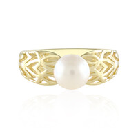 Weiße Süßwasserzuchtperlen-Goldring (Ornaments by de Melo)