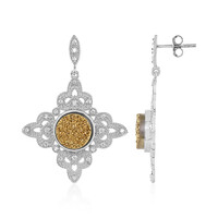 Goldener Glitzer-Achat-Silberohrringe