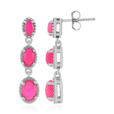 Äthiopischer Pinkfarbener Opal-Silberohrringe
