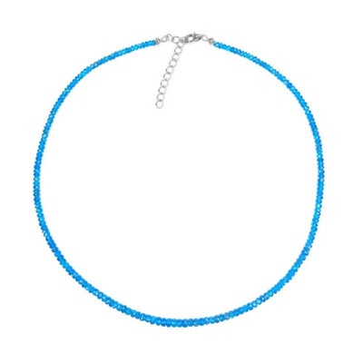Neonblauer Apatit-Silberhalskette